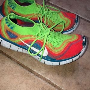Nike Free Shoes Neon Green Red blue